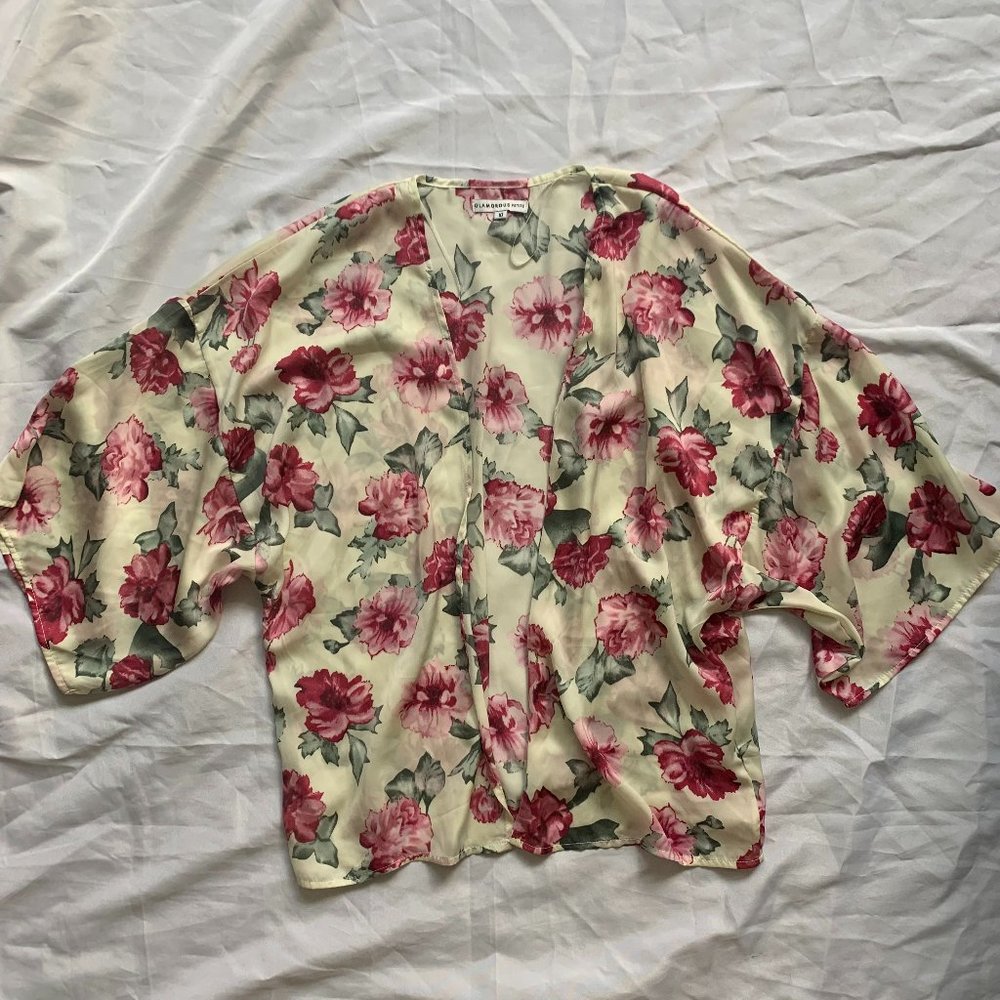ASOS Kimono Floral Spring Summer Top Butterfly Sleeve